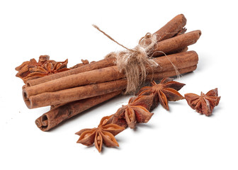 Cinnamon sticks isolated on white background
