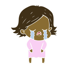 flat color style cartoon girl crying