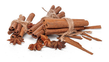 Cinnamon sticks isolated on white background