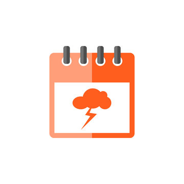Calendar vector with Storm thunder cloud icon vector image