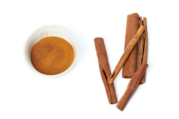 Cinnamon sticks isolated on white background