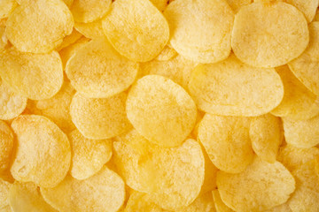 crispy potato chips snack texture background top view