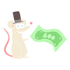 flat color illustration of a cartoon rich mouse