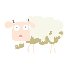 flat color illustration of a cartoon muddy goat
