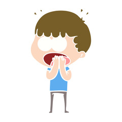 flat color style cartoon shocked man