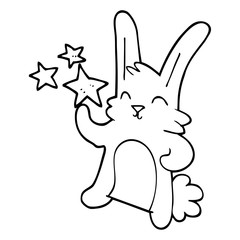 line drawing cartoon happy bunny