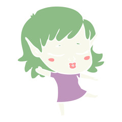 pretty flat color style cartoon elf girl