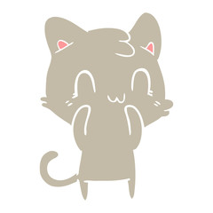 flat color style cartoon happy cat