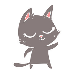 calm flat color style cartoon cat