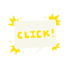 flat color illustration of a cartoon click sign