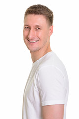 Obraz premium Handsome Caucasian man isolated against white background