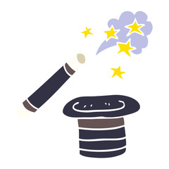 cartoon doodle magicians hat and wand