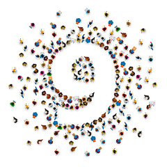 Large group of people in number 9 nine form. People font . Vector illustration