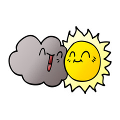 cartoon doodle happy sun and cloud