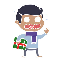 flat color style cartoon man totally stressed out