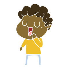 laughing flat color style cartoon man