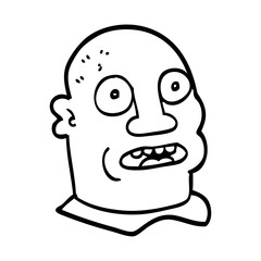 line drawing cartoon of a mans head