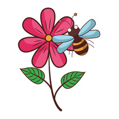 Obraz premium Flower and bee cartoon