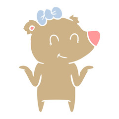 female bear flat color style cartoon