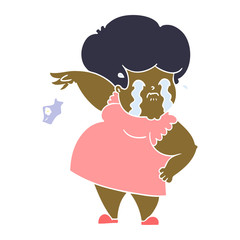 flat color style cartoon crying woman dropping handkerchief