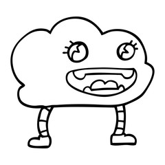 line drawing cartoon expressive weather cloud