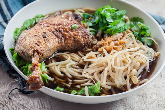 Delicious duck noodle soup