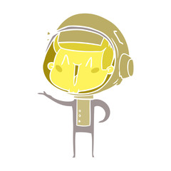 happy flat color style cartoon astronaut