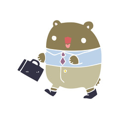 cute flat color style cartoon business bear