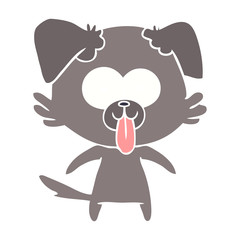 flat color style cartoon dog with tongue sticking out
