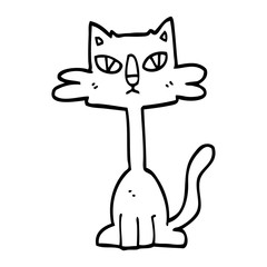 line drawing cartoon funny cat