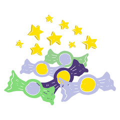 flat color illustration of a cartoon candy