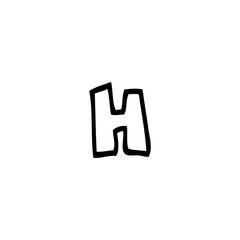 line drawing cartoon letter h