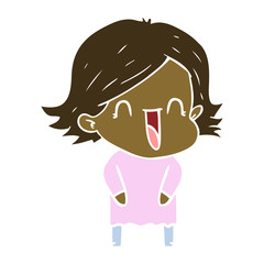flat color style cartoon laughing woman