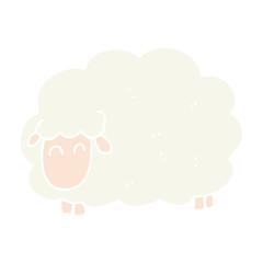 flat color illustration of a cartoon sheep