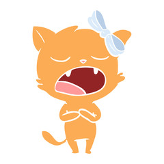 flat color style cartoon singing cat