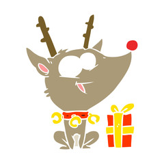 flat color style cartoon christmas reindeer