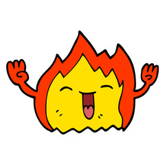 cartoon doodle happy red flame