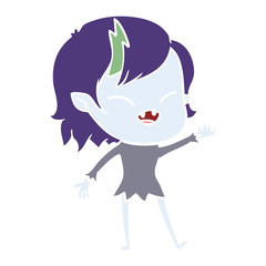 flat color style cartoon laughing vampire girl