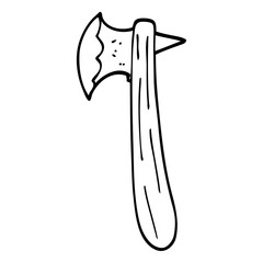 line drawing cartoon old axe