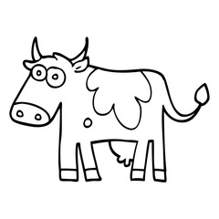 line drawing cartoon farm cow