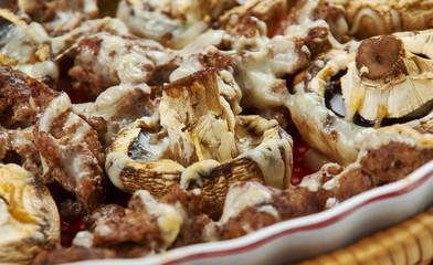 Baked mushrooms with minced meat