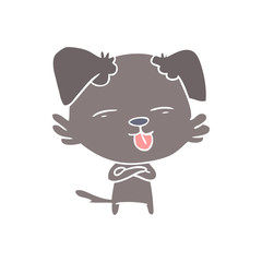 flat color style cartoon dog sticking out tongue