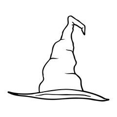 line drawing cartoon witch hat