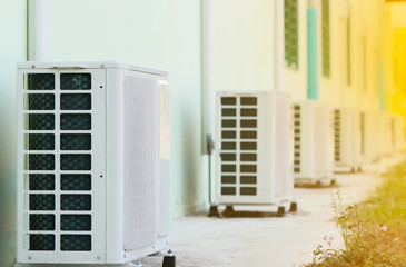 Air conditioner compressor outside unit.