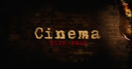 Cinema horror night intro or opener. Slogans on old brick wall with waggling and blinking bulb. Dark terrifying atmosphere animation.