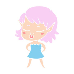 pretty flat color style cartoon elf girl