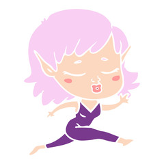 pretty flat color style cartoon elf girl