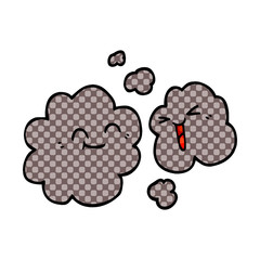 cartoon doodle of happy grey smoke