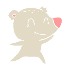 friendly bear flat color style cartoon