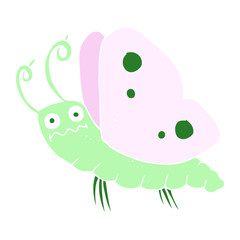 flat color illustration of a cartoon funny butterfly